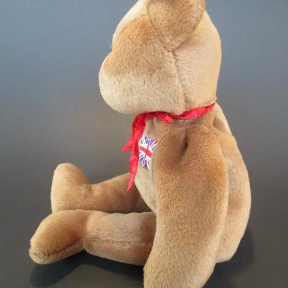 Ty 1997 BRITTANIA‎ Brown Teddy Bear UK FLAG Bean Bag STUFFED Animal Plush Toy